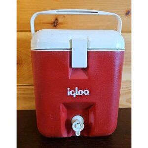 Vintage Igloo Snowflake Water Cooler Hot Or Cold Chest Gallon Spout Red Handle